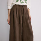 Draped Pleated Wide-Leg Pants