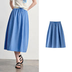 Drawstring A-Line Midi Skirt