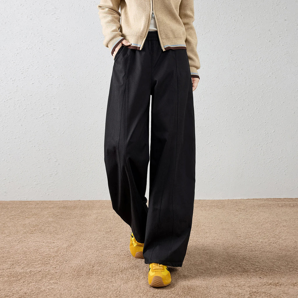 Seam-Detail Barrel-Leg Pants