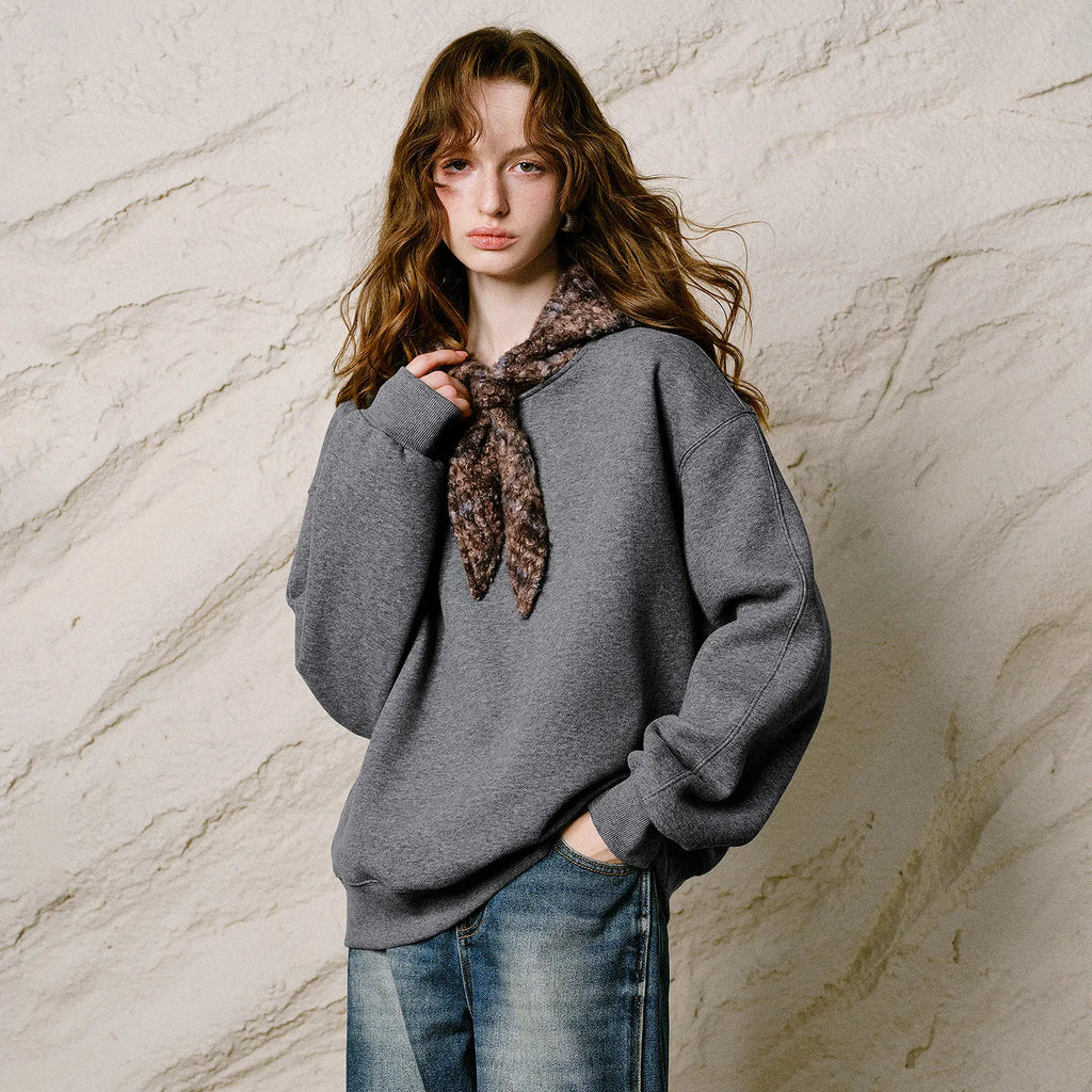 Layered-Look Tie-Hood Sweatshirt