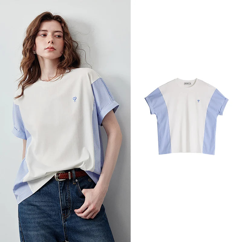 Contrast-Sleeve Relaxed Tee