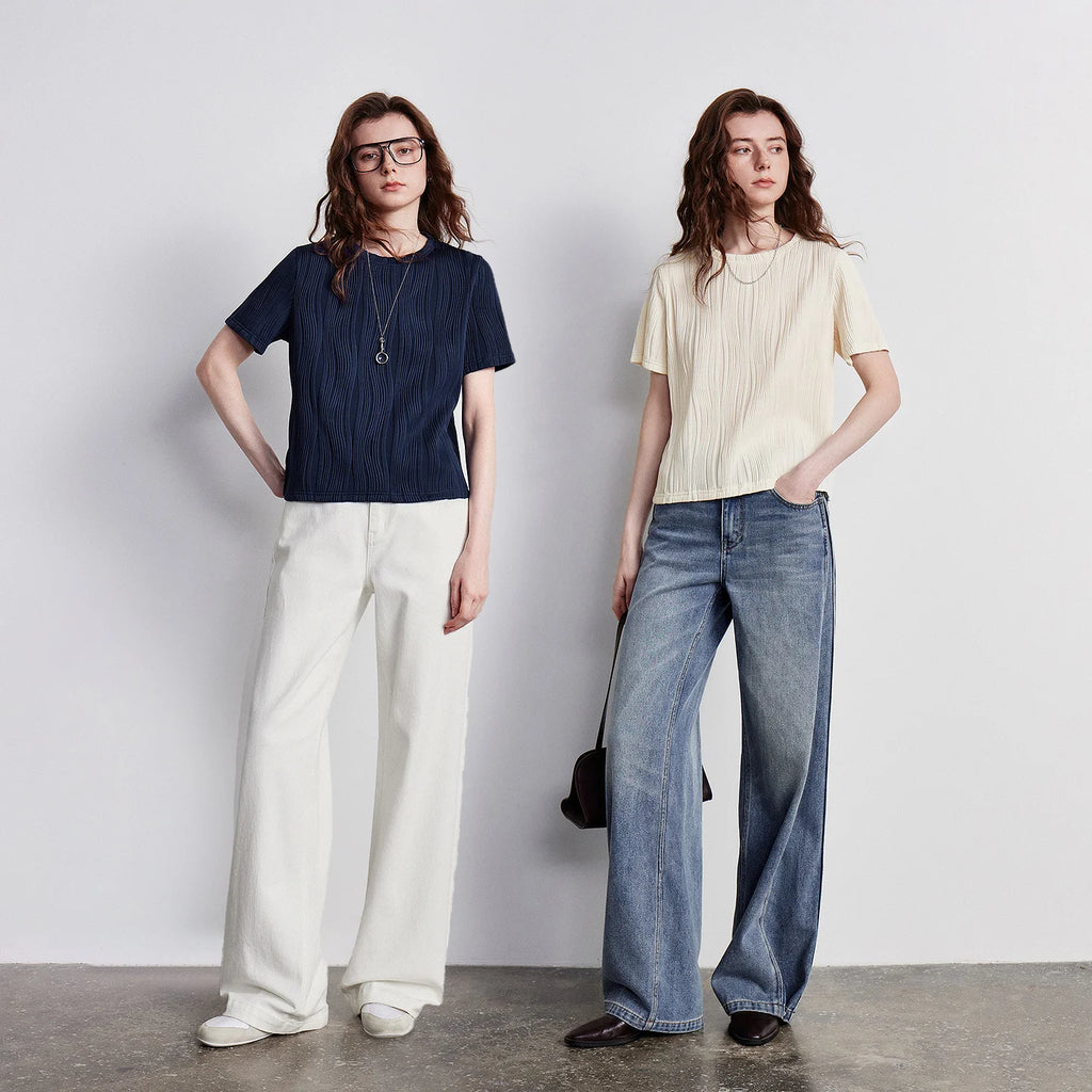 Textured Short-Sleeve Crewneck Tee