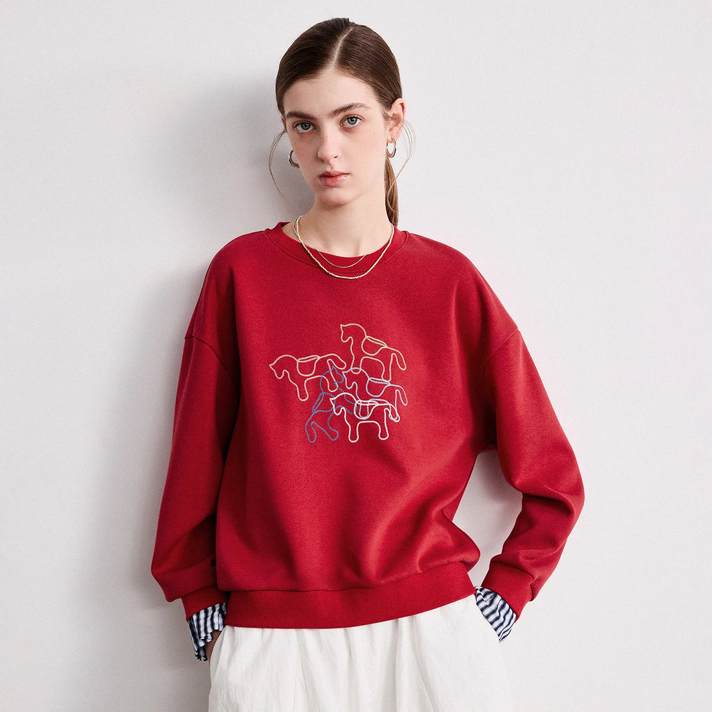 Horse Graphic Layered-Look Sweatshirt