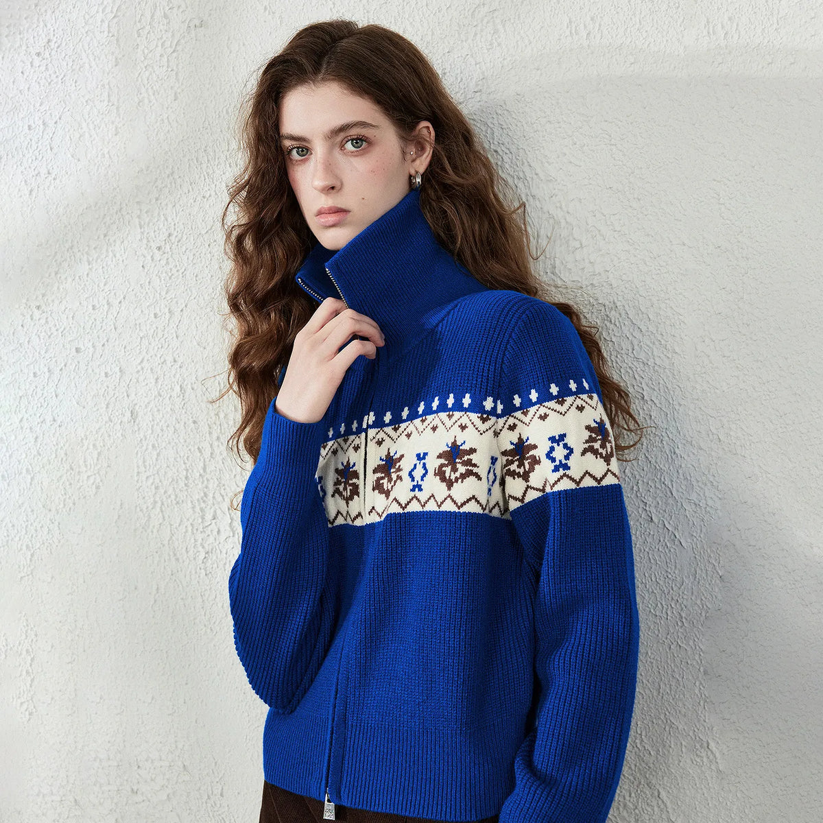 Fair Isle Zip-Up Cardigan