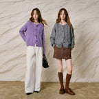 Crewneck Cable-Knit Cardigan
