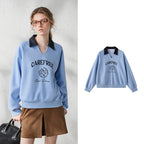 Contrast-Collar Graphic Sweatshirt