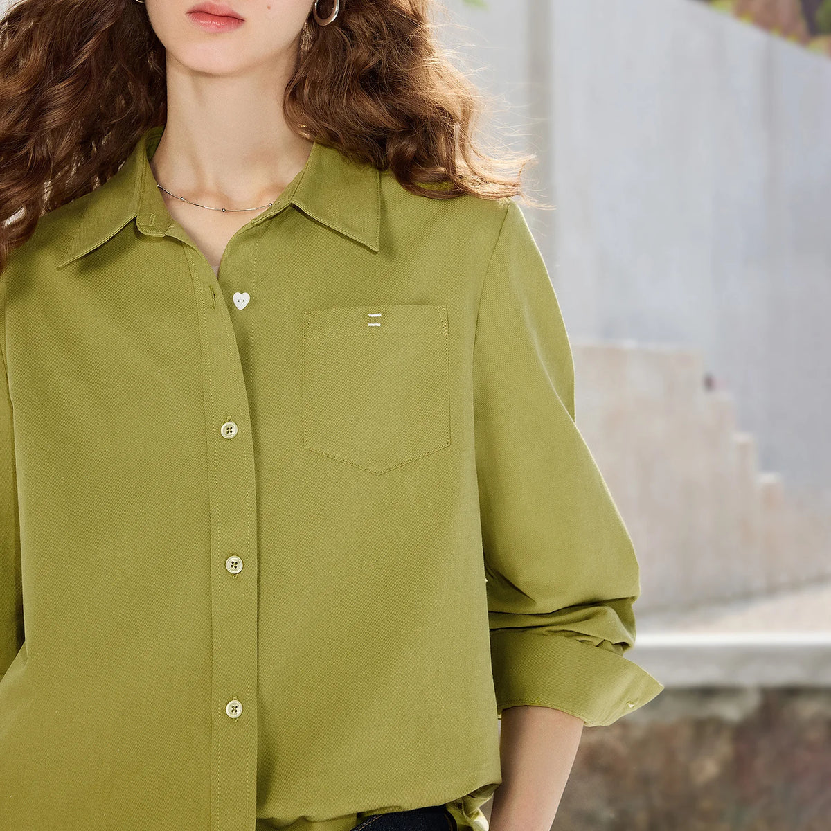 Relaxed Long-Sleeve Button-Up Shirt