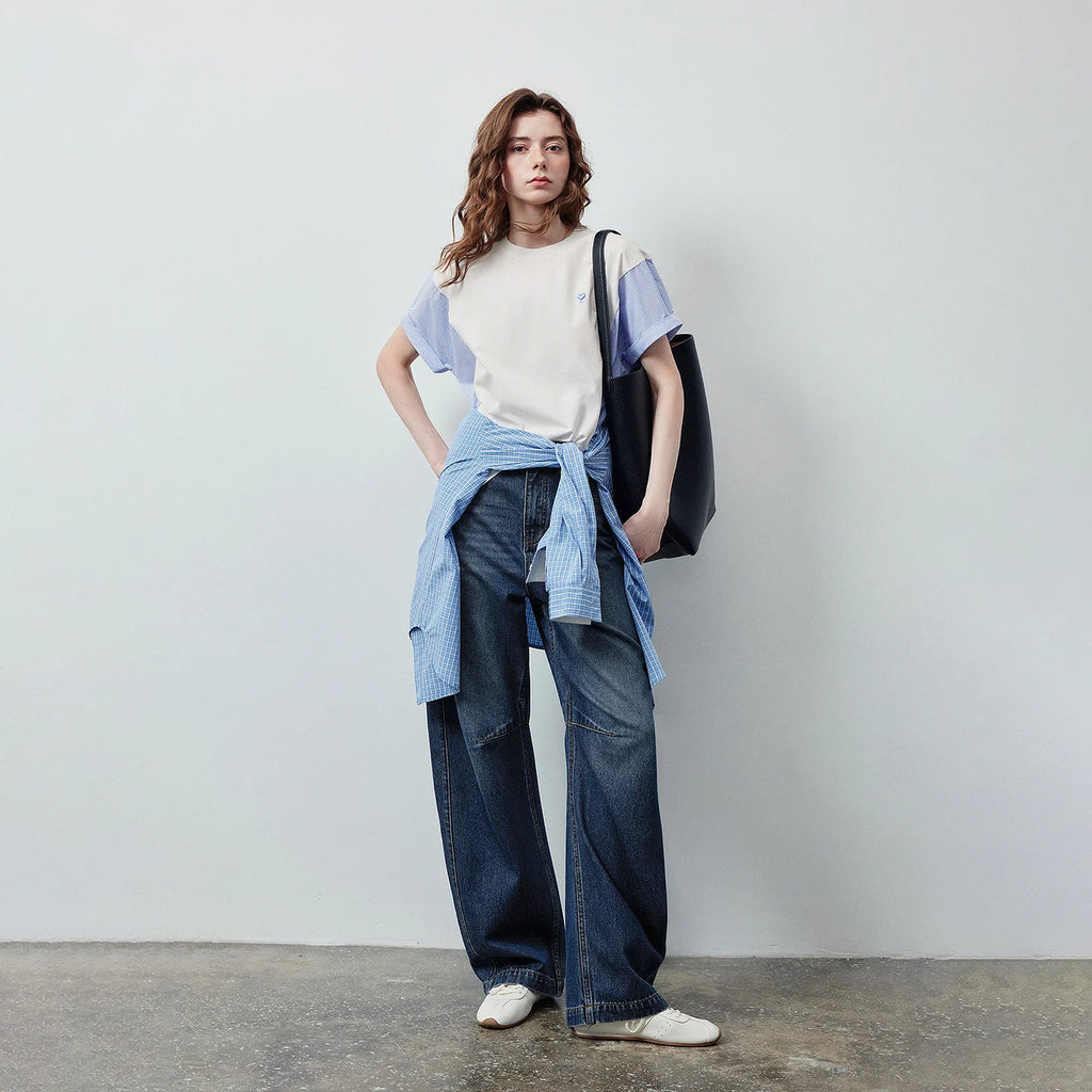 Contrast-Sleeve Relaxed Tee
