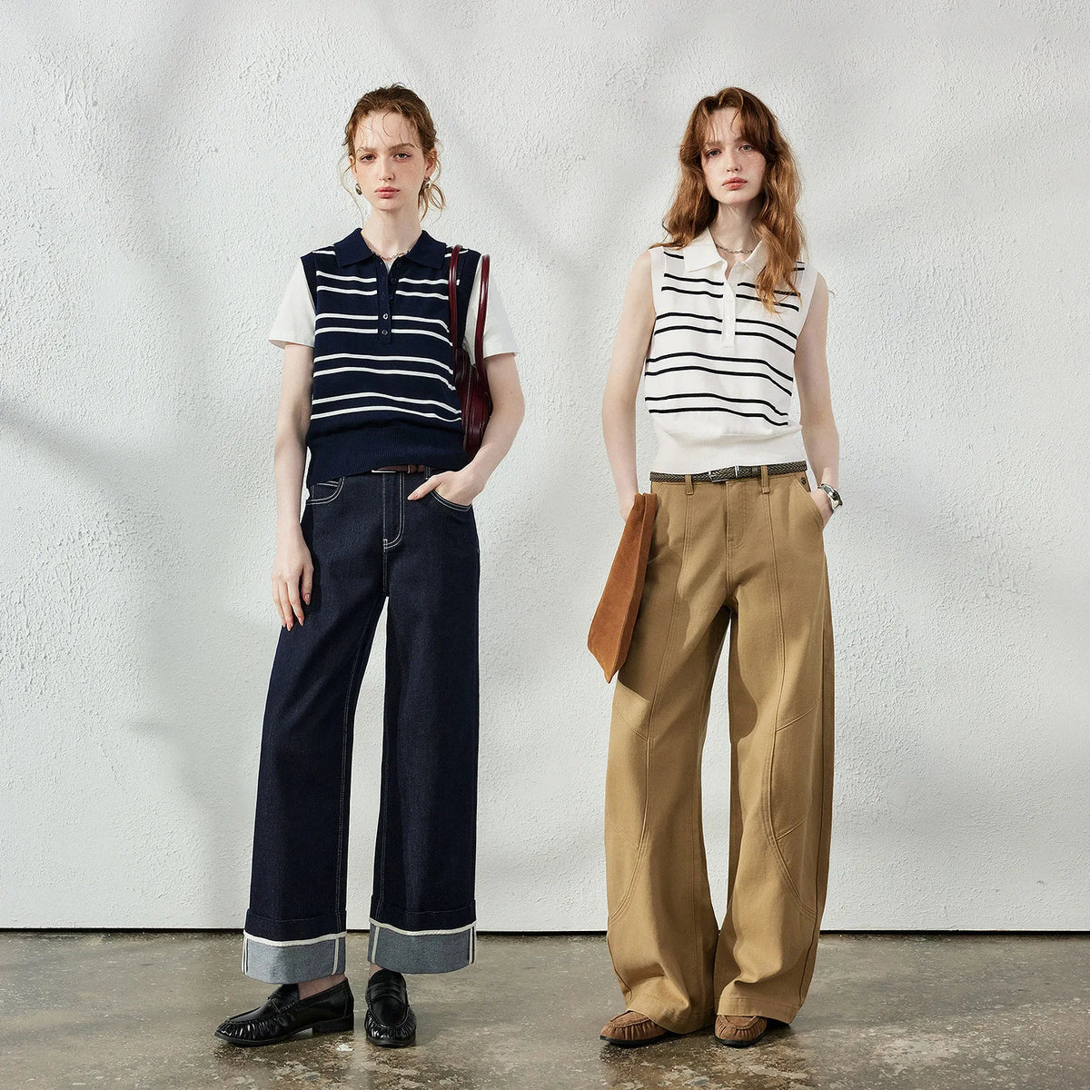 Striped Sleeveless Knit Polo