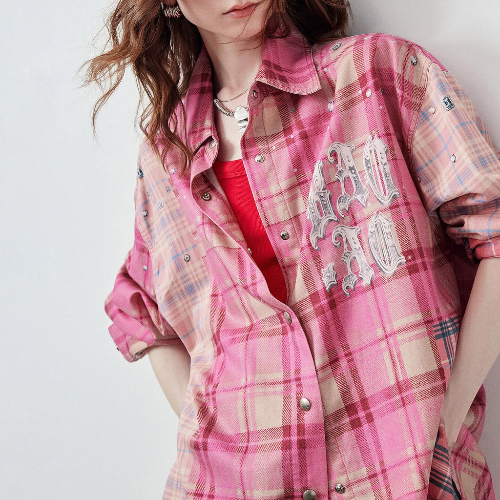 Plaid Graphic Oversized Shirt