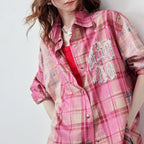 Plaid Graphic Oversized Shirt