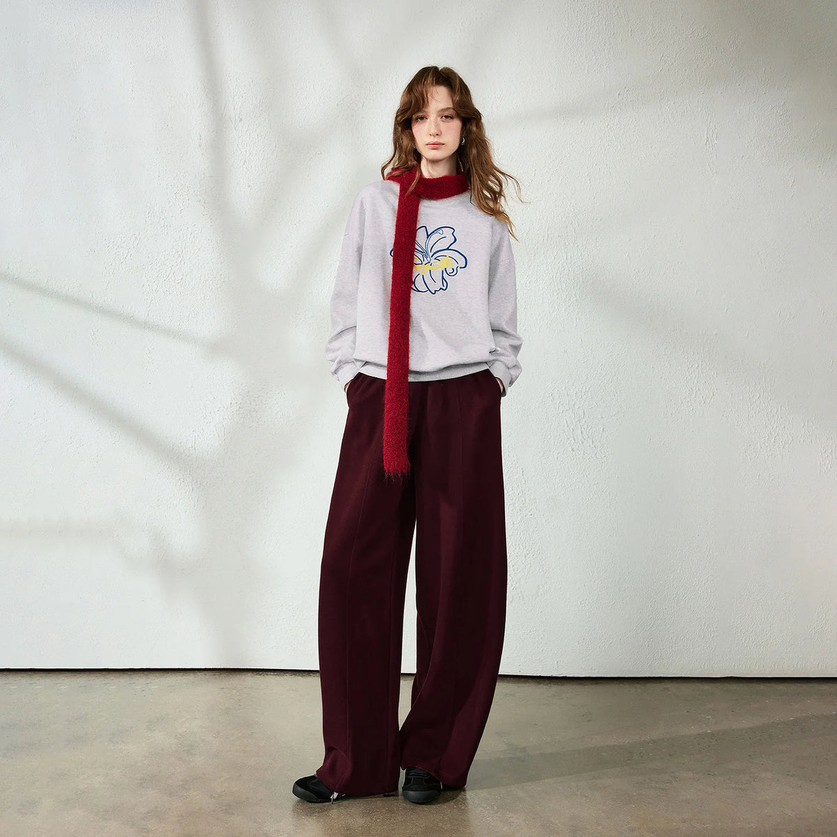 Draped Curved-Leg Pants