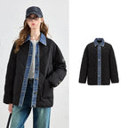 Denim-Trim Quilted Jacket