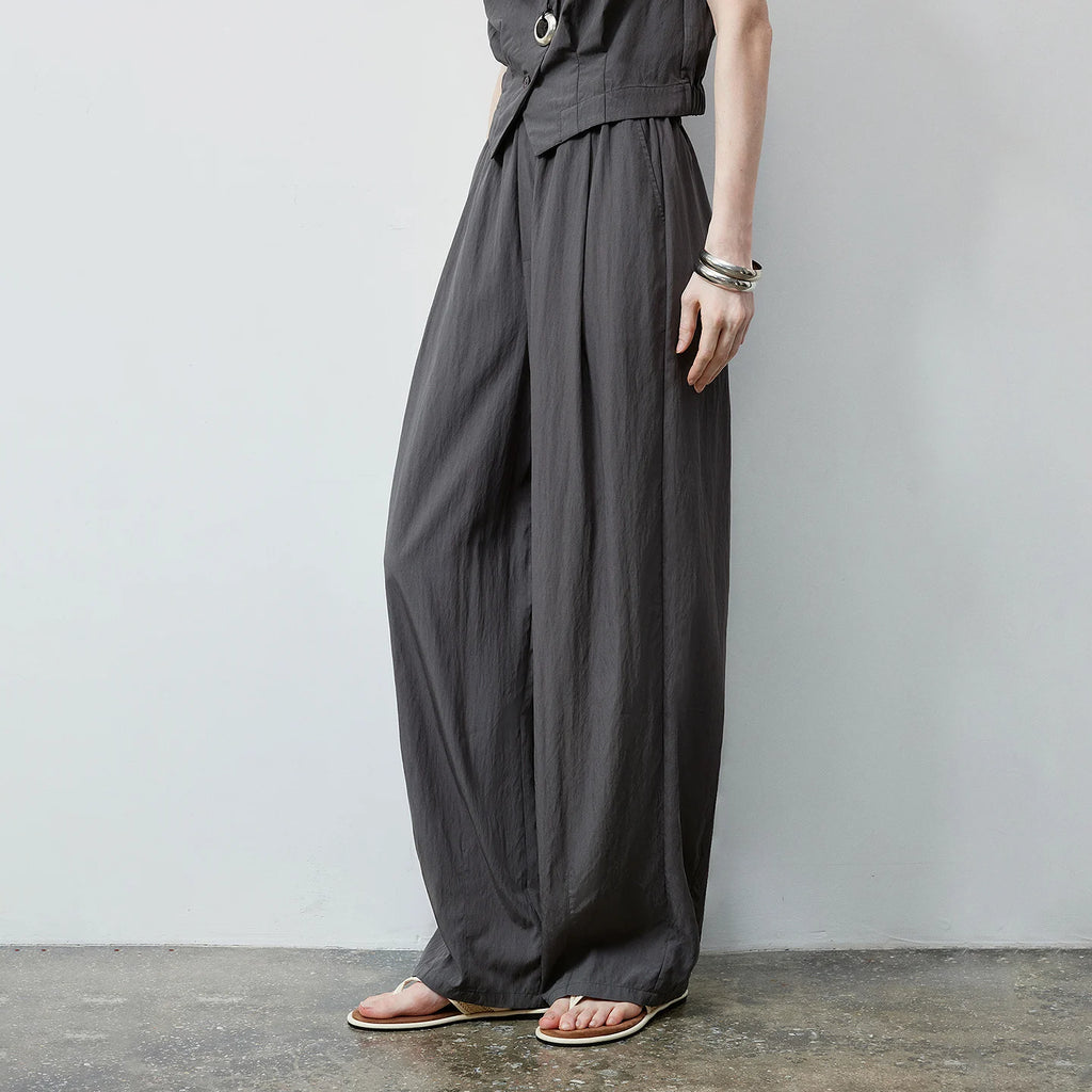 Button-Front Vest and Wide-Leg Pants Set