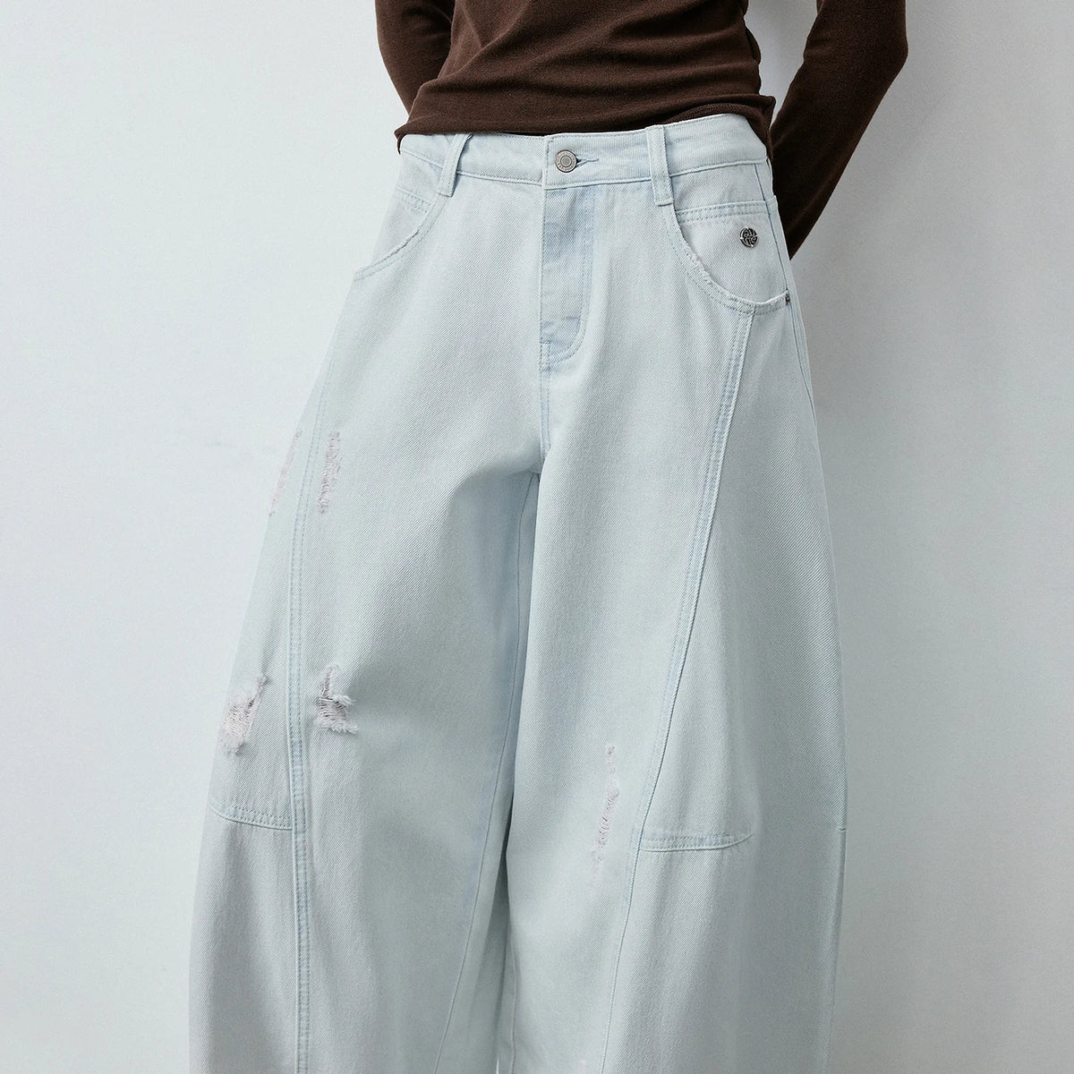 Seamed Curved-Leg Jeans
