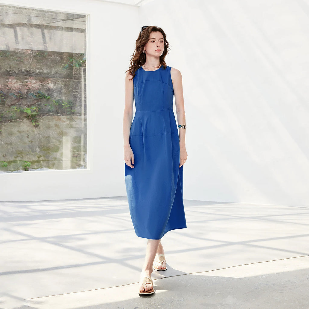 Gathered Sleeveless Midi Dress