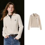 Cable-Knit Zip-Neck Sweater