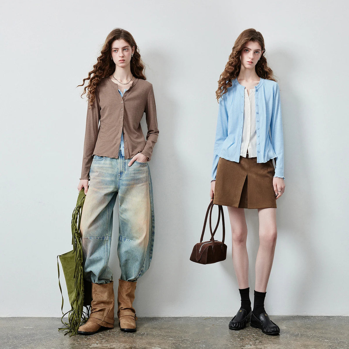 Layered-Look Button-Front Top