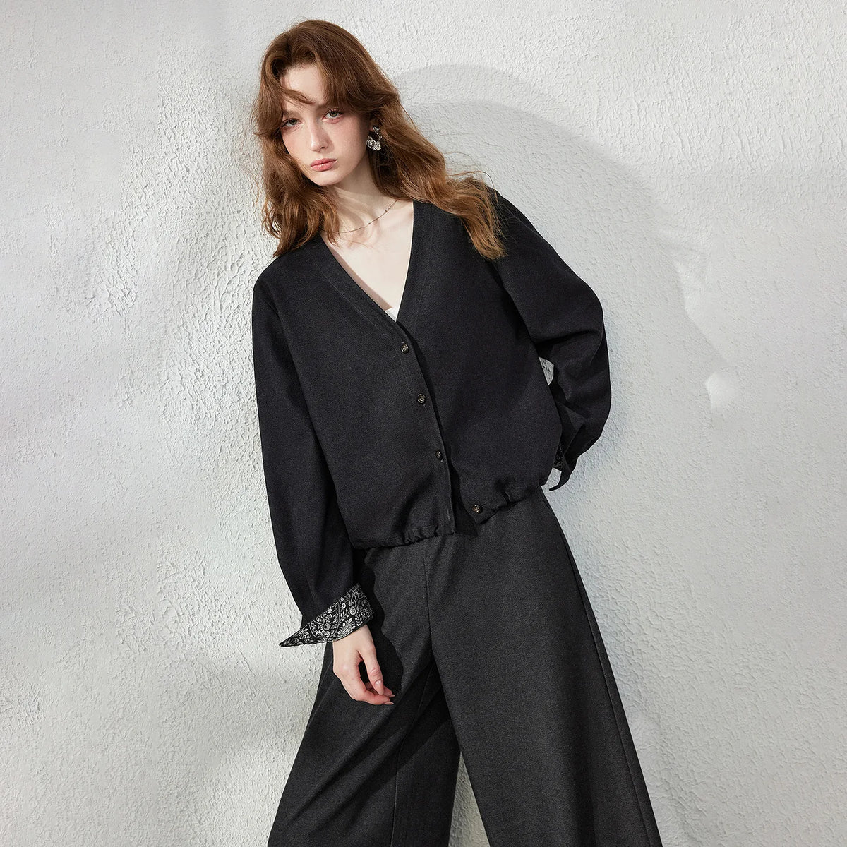 Lace-Cuff Jacket and Pants Set