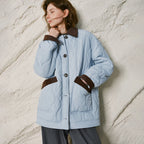 Contrast-Trim Quilted Jacket