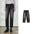 Washed Cropped Tapered Jeans