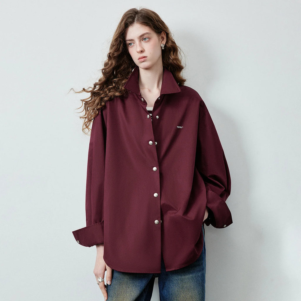 Relaxed Long-Sleeve Button-Front Shirt