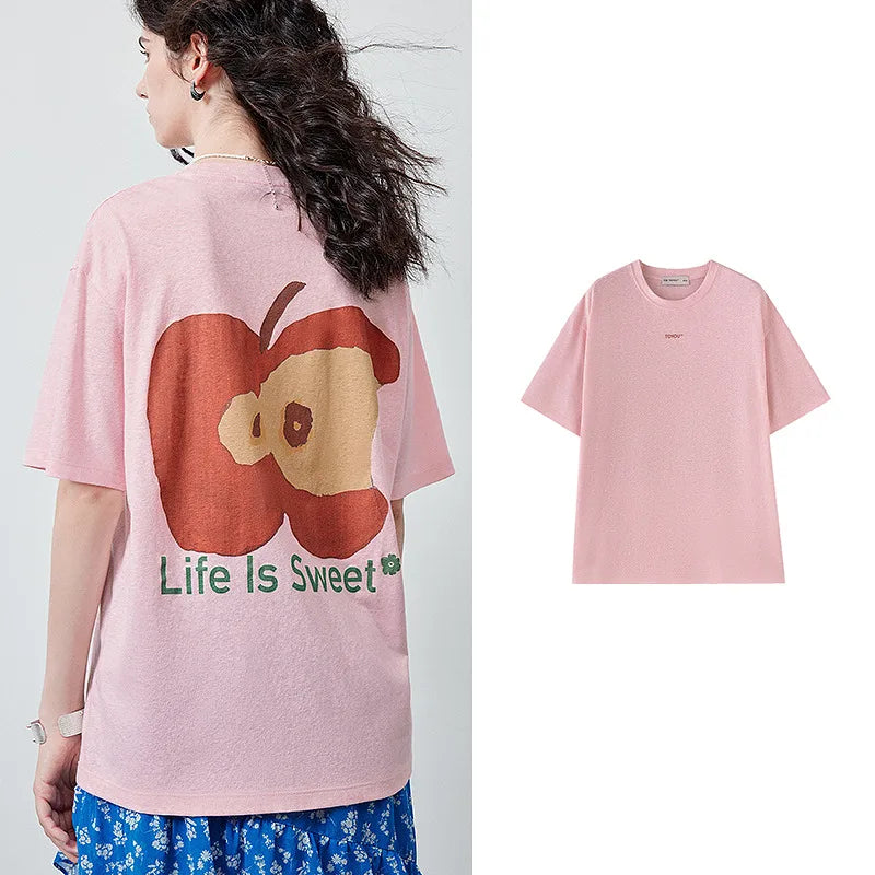 Apple-Print Back-Graphic Tee