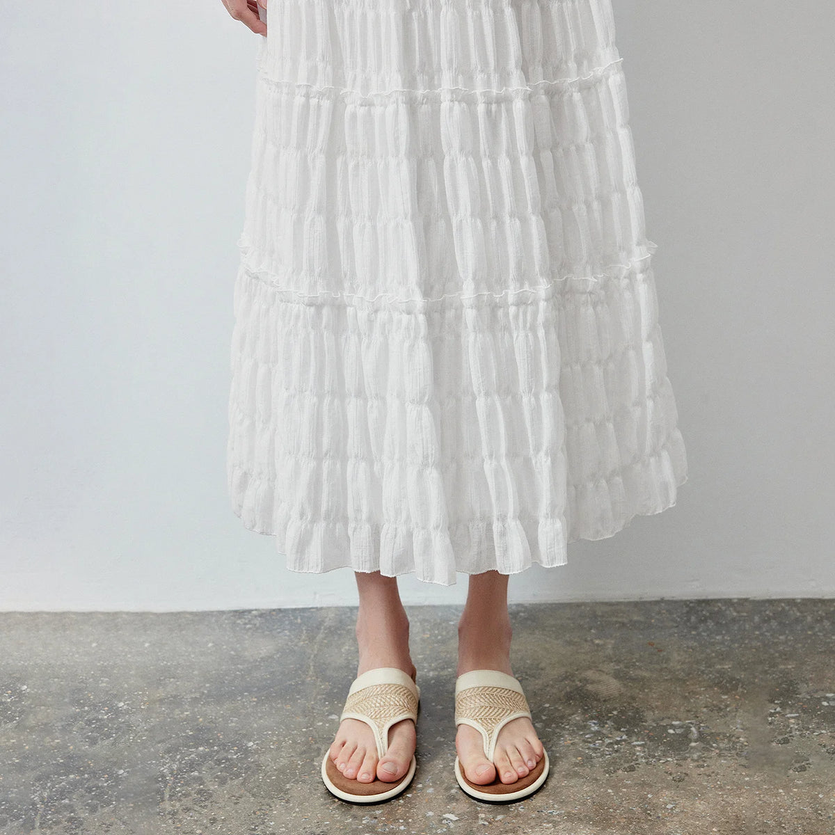 Tiered Ruffle Midi Skirt