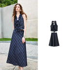 Plaid Halter Top and Skirt Set