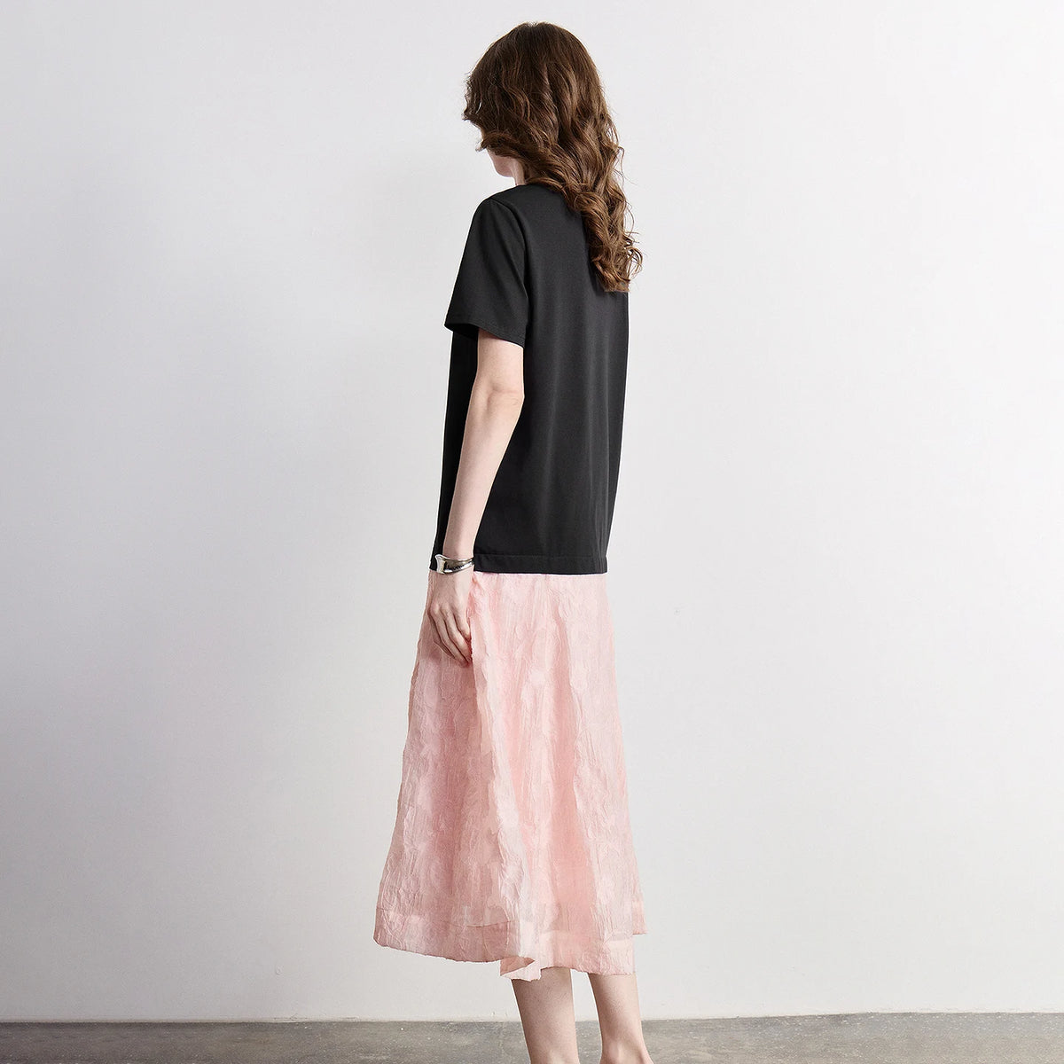 Short-Sleeve Colorblock Midi Dress