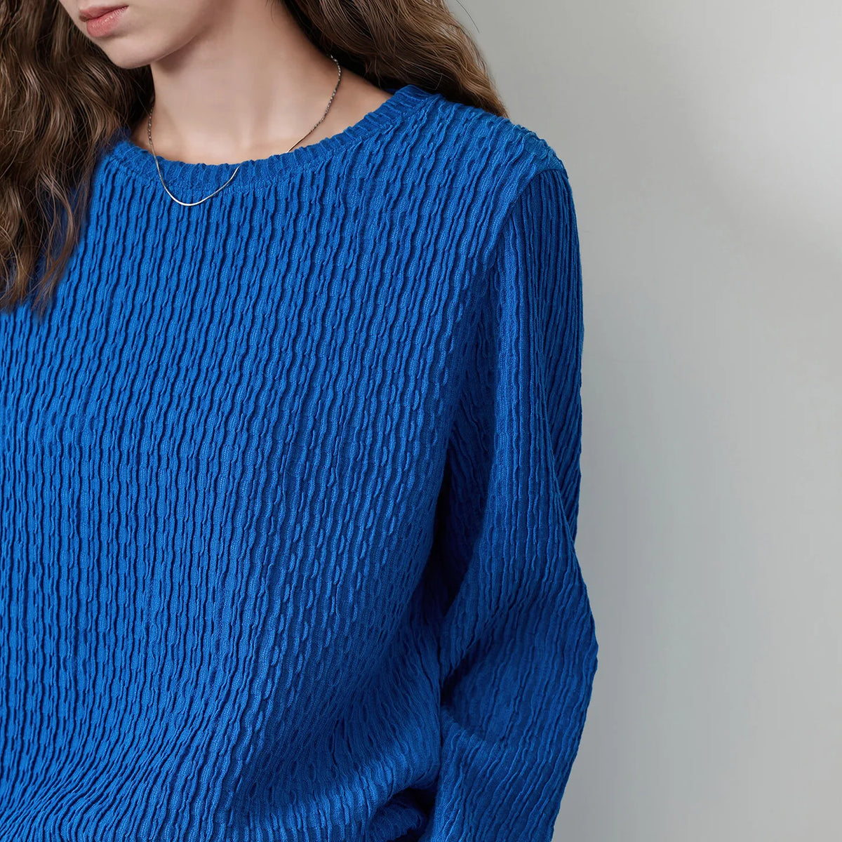 Textured Crewneck Knit Top