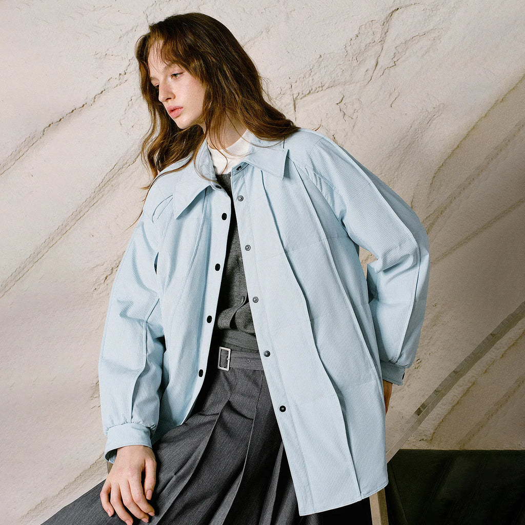 Wave-Quilted Shirt Jacket