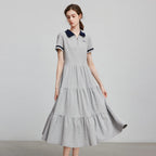 Tiered Short-Sleeve Midi Polo Dress