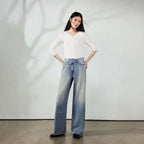 Wide-Leg Washed Jeans