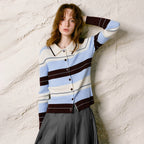 Striped Ribbed Polo Cardigan