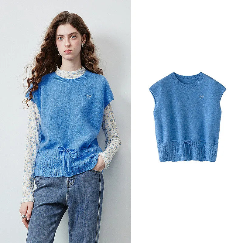 Drawstring-Hem Knit Vest
