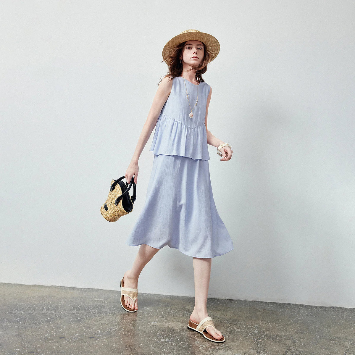 Sleeveless Tiered Midi Dress