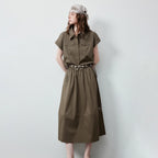 Cropped Shirt and Midi Skirt Set