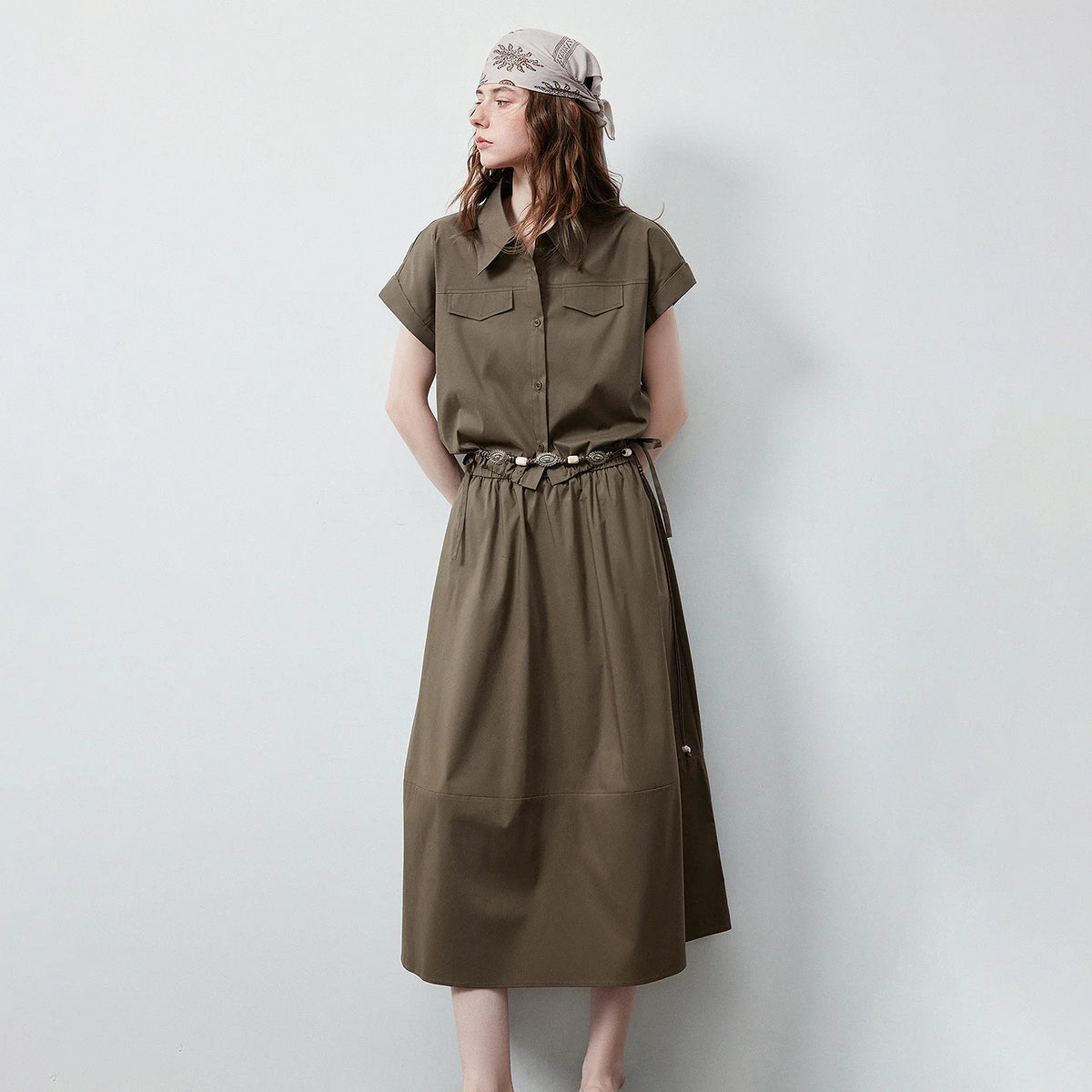Cropped Shirt and Midi Skirt Set