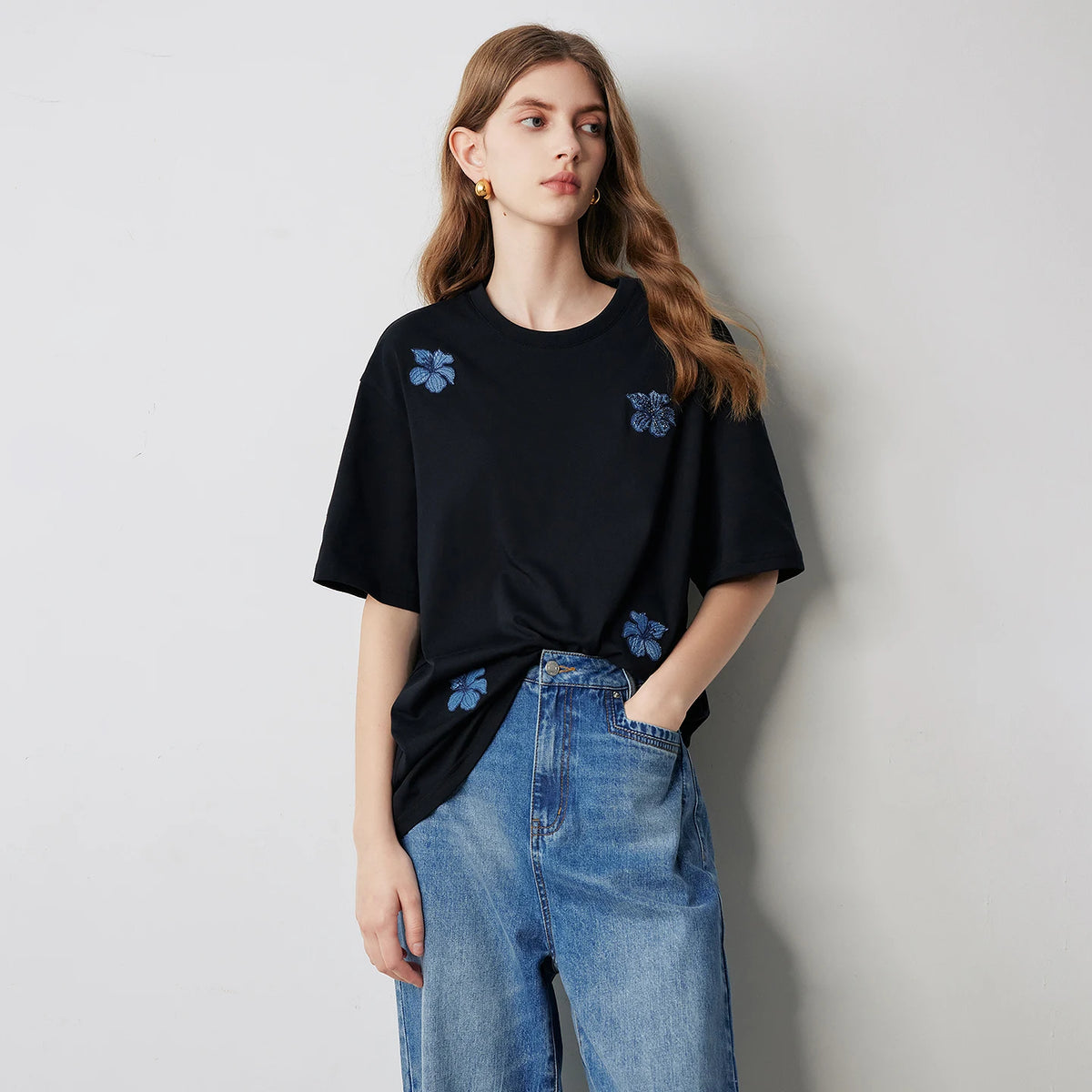 Floral-Motif Relaxed Tee