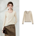 Contrast-Trim Scoop-Neck Knit Top