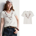 Floral V-Neck Short-Sleeve Tee