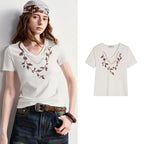 Floral V-Neck Short-Sleeve Tee