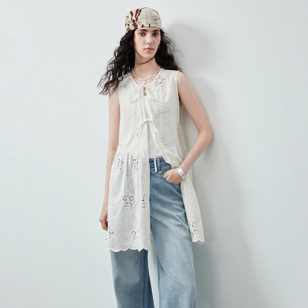 Tie-Front Sleeveless Tunic