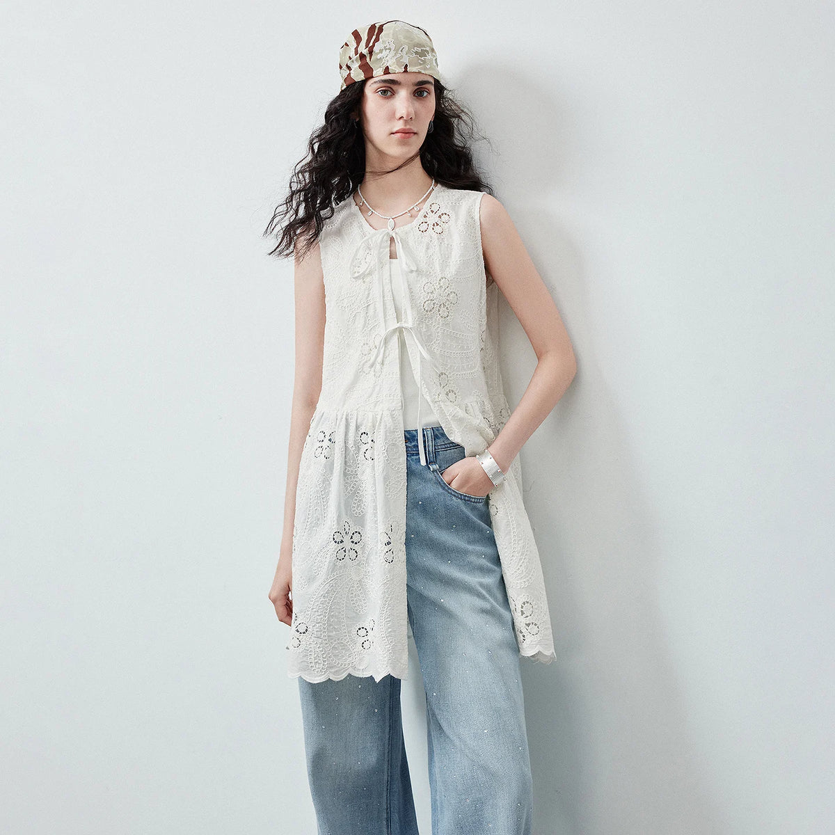 Tie-Front Sleeveless Tunic