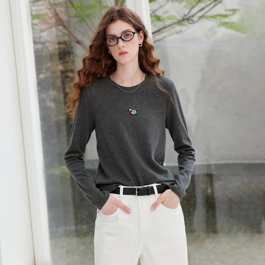 Lamb-Detail Long-Sleeve Tee