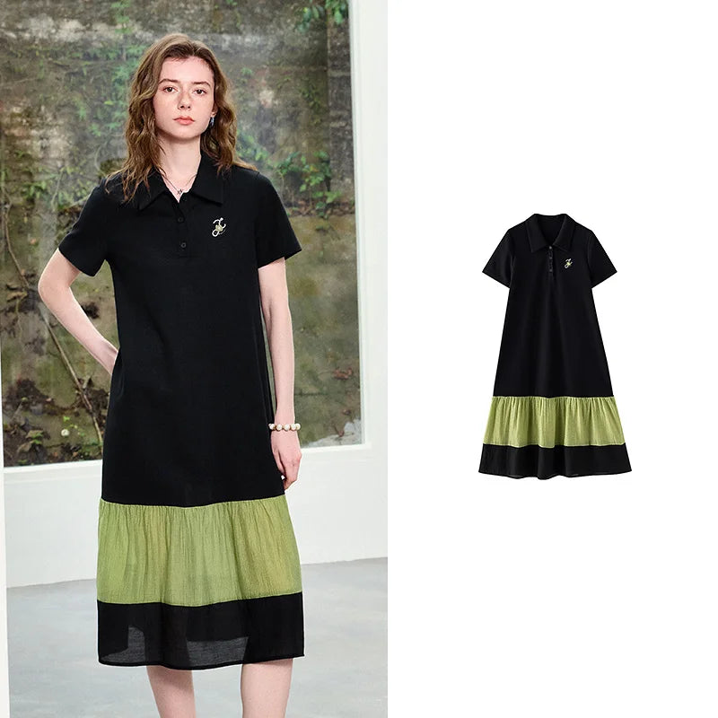 Colorblock Polo Midi Dress