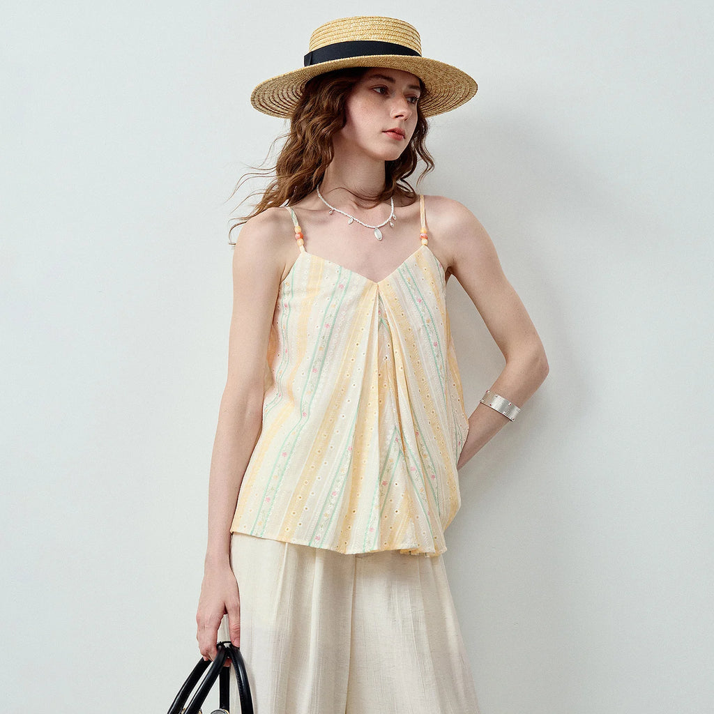 Striped Pleated Camisole