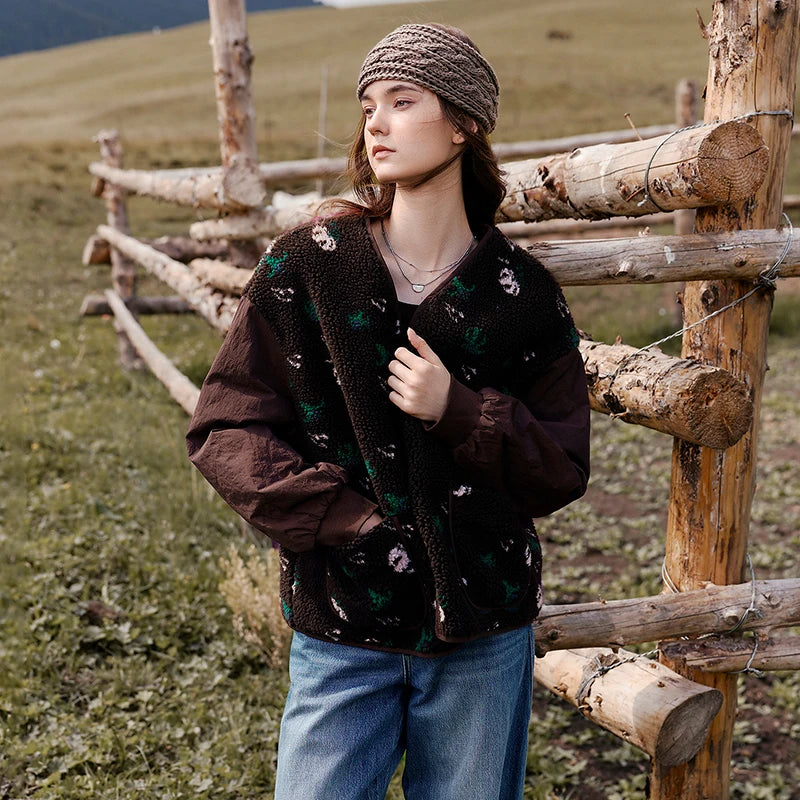 Floral Paneled Bomber Jacket