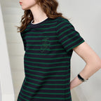 Striped Short-Sleeve Mini Dress
